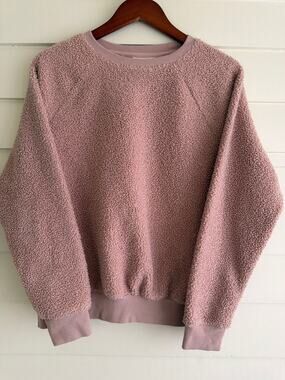 Cozy Pink Sherpa Fleece Pullover Sweatshirt M Soft Girl Balletcore Coquette